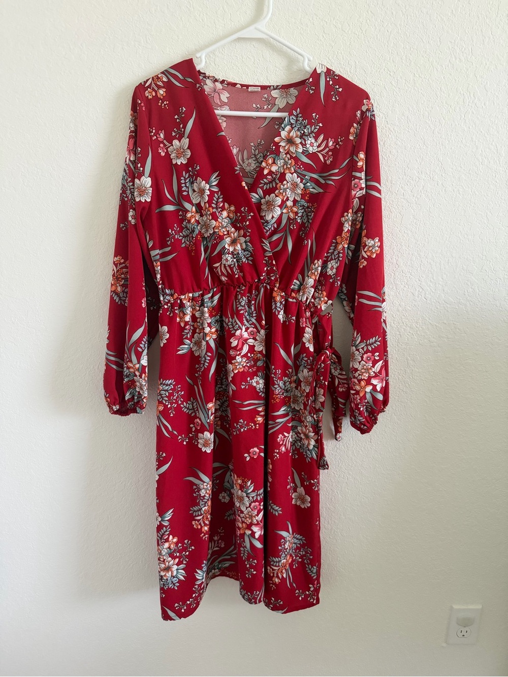Floral Wrap Midi Dress in Red